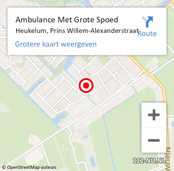 Locatie op kaart van de 112 melding: Ambulance Met Grote Spoed Naar Heukelum, Prins Willem-Alexanderstraat op 3 juni 2022 20:46