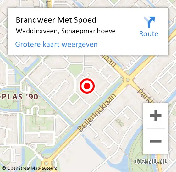 Locatie op kaart van de 112 melding: Brandweer Met Spoed Naar Waddinxveen, Schaepmanhoeve op 3 juni 2022 20:53