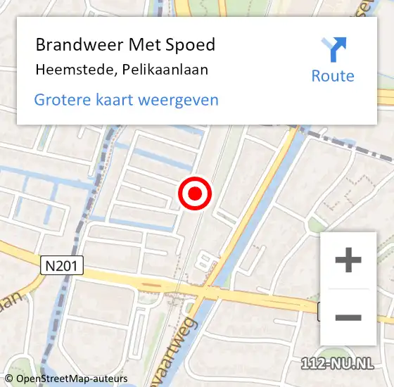 Locatie op kaart van de 112 melding: Brandweer Met Spoed Naar Heemstede, Pelikaanlaan op 3 juni 2022 20:54