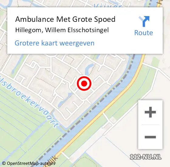 Locatie op kaart van de 112 melding: Ambulance Met Grote Spoed Naar Hillegom, Willem Elsschotsingel op 3 juni 2022 20:58