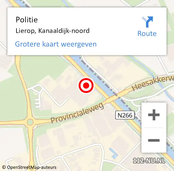 Locatie op kaart van de 112 melding: Politie Lierop, Kanaaldijk-noord op 3 juni 2022 21:14