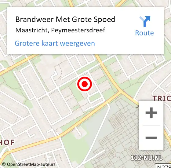 Locatie op kaart van de 112 melding: Brandweer Met Grote Spoed Naar Maastricht, Peymeestersdreef op 3 juni 2022 21:16