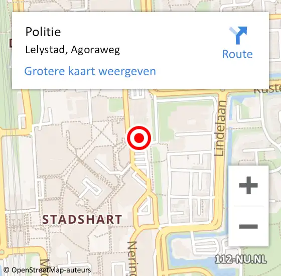 Locatie op kaart van de 112 melding: Politie Lelystad, Agoraweg op 3 juni 2022 21:29