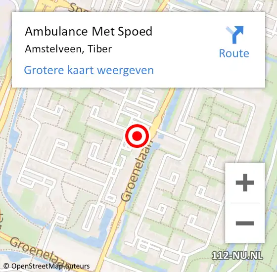 Locatie op kaart van de 112 melding: Ambulance Met Spoed Naar Amstelveen, Tiber op 3 juni 2022 21:33