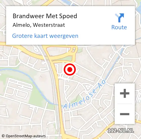 Locatie op kaart van de 112 melding: Brandweer Met Spoed Naar Almelo, Westerstraat op 3 juni 2022 21:39