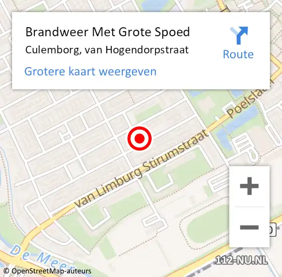Locatie op kaart van de 112 melding: Brandweer Met Grote Spoed Naar Culemborg, van Hogendorpstraat op 3 juni 2022 21:47