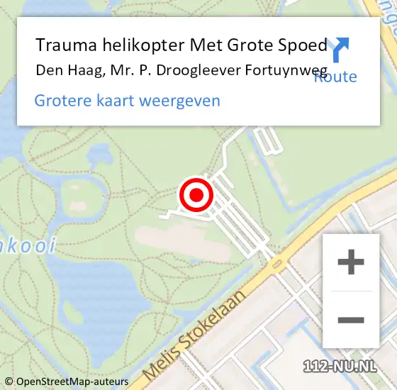 Locatie op kaart van de 112 melding: Trauma helikopter Met Grote Spoed Naar Den Haag, Mr. P. Droogleever Fortuynweg op 3 juni 2022 22:35