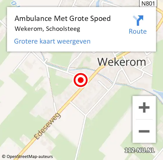 Locatie op kaart van de 112 melding: Ambulance Met Grote Spoed Naar Wekerom, Schoolsteeg op 3 juni 2022 22:38