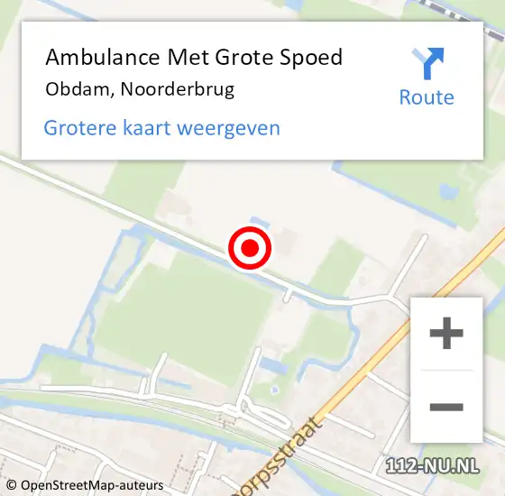 Locatie op kaart van de 112 melding: Ambulance Met Grote Spoed Naar Obdam, Noorderbrug op 3 juni 2022 22:51