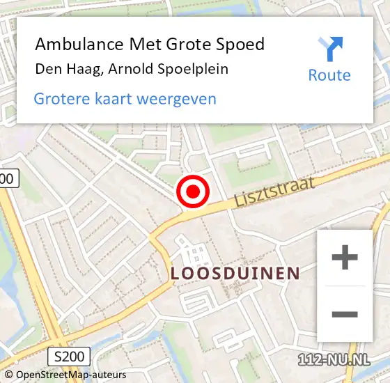 Locatie op kaart van de 112 melding: Ambulance Met Grote Spoed Naar Den Haag, Arnold Spoelplein op 3 juni 2022 23:14