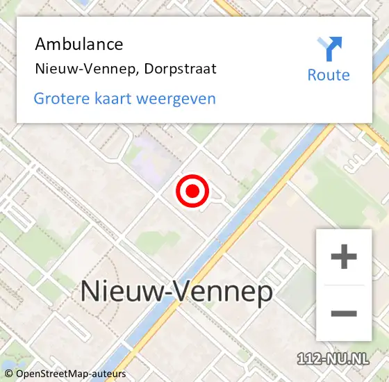 Locatie op kaart van de 112 melding: Ambulance Nieuw-Vennep, Dorpstraat op 3 juni 2022 23:25