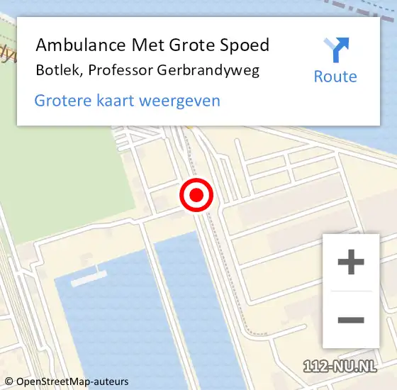 Locatie op kaart van de 112 melding: Ambulance Met Grote Spoed Naar Botlek, Professor Gerbrandyweg op 19 juli 2014 07:22