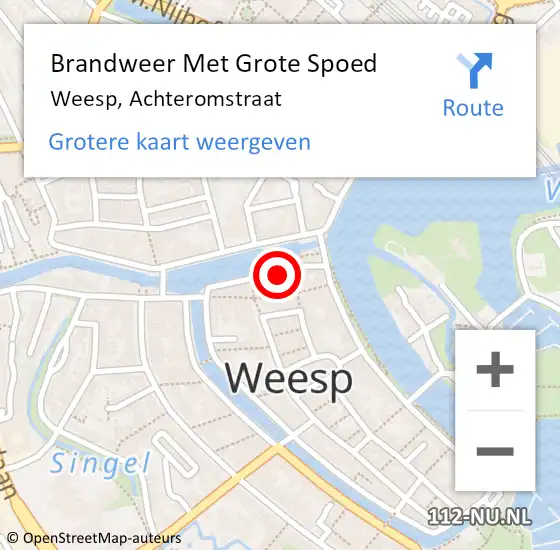 Locatie op kaart van de 112 melding: Brandweer Met Grote Spoed Naar Weesp, Achteromstraat op 3 juni 2022 23:37