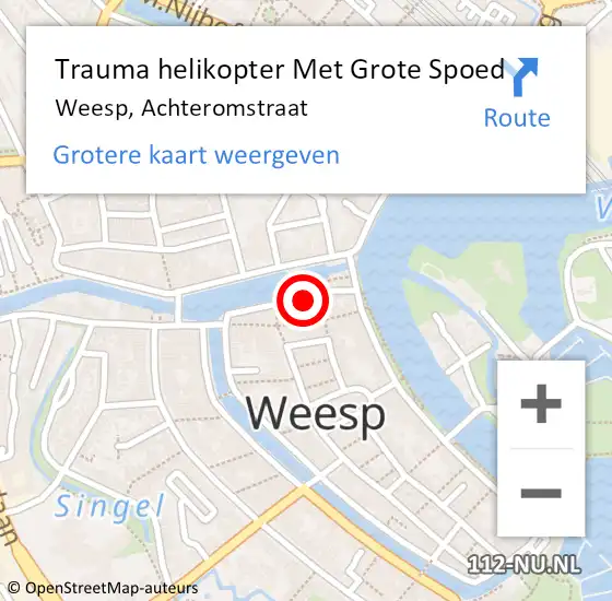 Locatie op kaart van de 112 melding: Trauma helikopter Met Grote Spoed Naar Weesp, Achteromstraat op 3 juni 2022 23:39