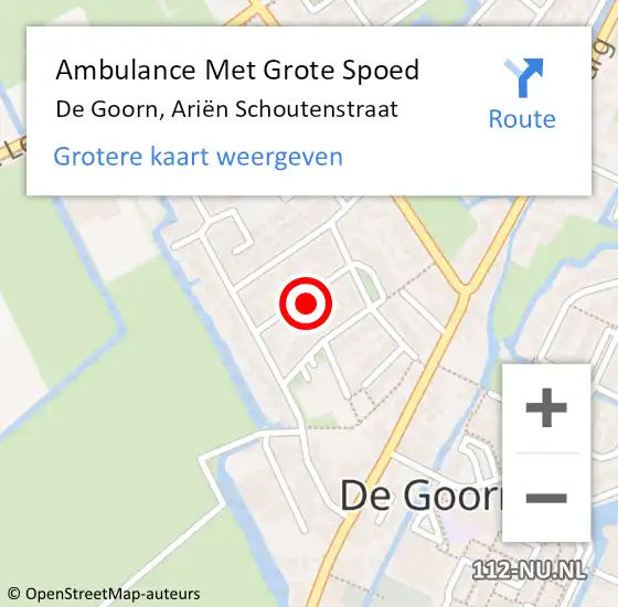 Locatie op kaart van de 112 melding: Ambulance Met Grote Spoed Naar De Goorn, Ariën Schoutenstraat op 4 juni 2022 00:50