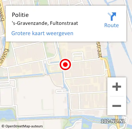 Locatie op kaart van de 112 melding: Politie 's-Gravenzande, Fultonstraat op 4 juni 2022 01:35