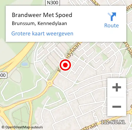 Locatie op kaart van de 112 melding: Brandweer Met Spoed Naar Brunssum, Kennedylaan op 4 juni 2022 01:40