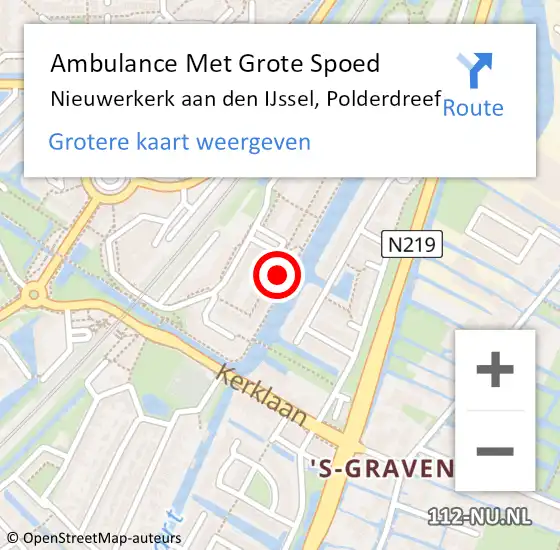 Locatie op kaart van de 112 melding: Ambulance Met Grote Spoed Naar Nieuwerkerk aan den IJssel, Polderdreef op 4 juni 2022 01:48