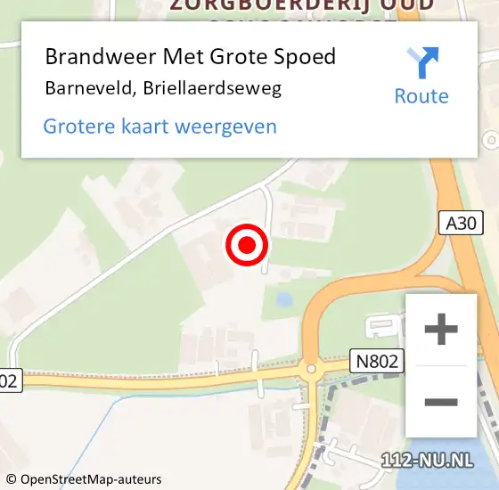 Locatie op kaart van de 112 melding: Brandweer Met Grote Spoed Naar Barneveld, Briellaerdseweg op 4 juni 2022 02:16