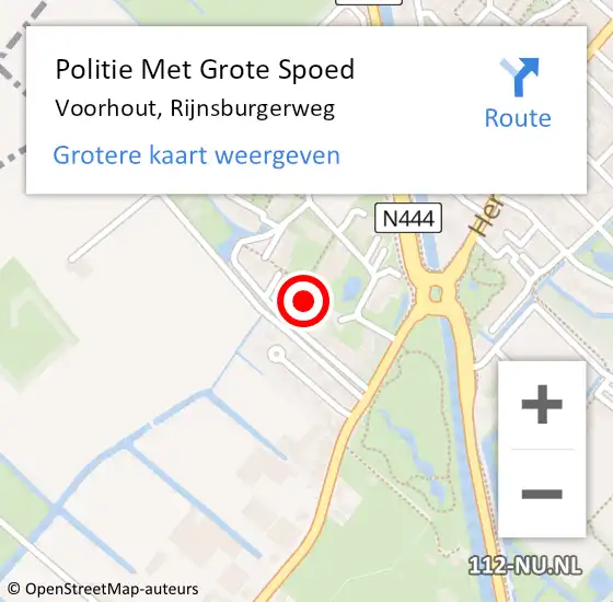 Locatie op kaart van de 112 melding: Politie Met Grote Spoed Naar Voorhout, Rijnsburgerweg op 4 juni 2022 02:18