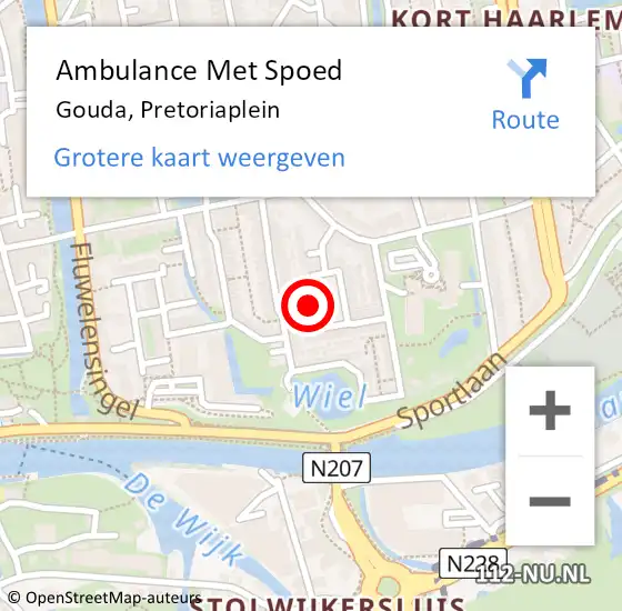 Locatie op kaart van de 112 melding: Ambulance Met Spoed Naar Gouda, Pretoriaplein op 4 juni 2022 03:00