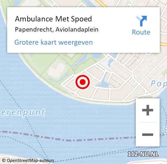 Locatie op kaart van de 112 melding: Ambulance Met Spoed Naar Papendrecht, Aviolandaplein op 4 juni 2022 03:06