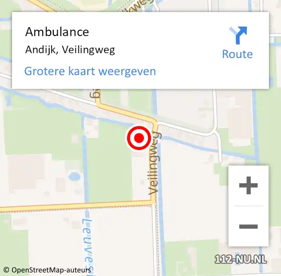 Locatie op kaart van de 112 melding: Ambulance Andijk, Veilingweg op 4 juni 2022 03:08