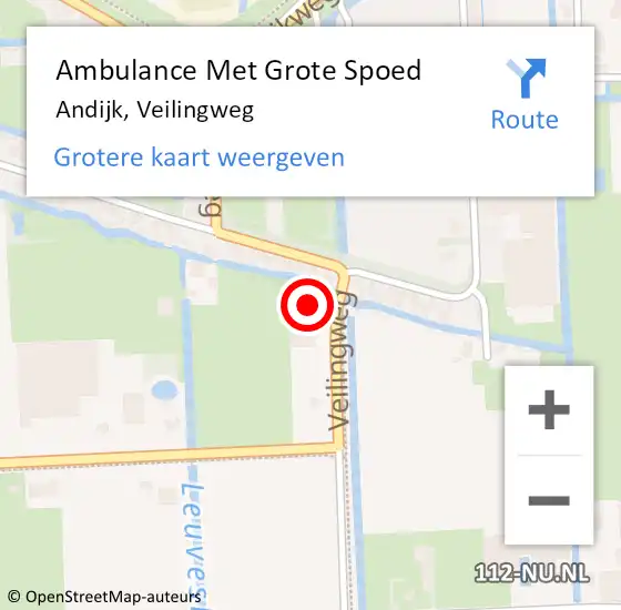 Locatie op kaart van de 112 melding: Ambulance Met Grote Spoed Naar Andijk, Veilingweg op 4 juni 2022 03:08