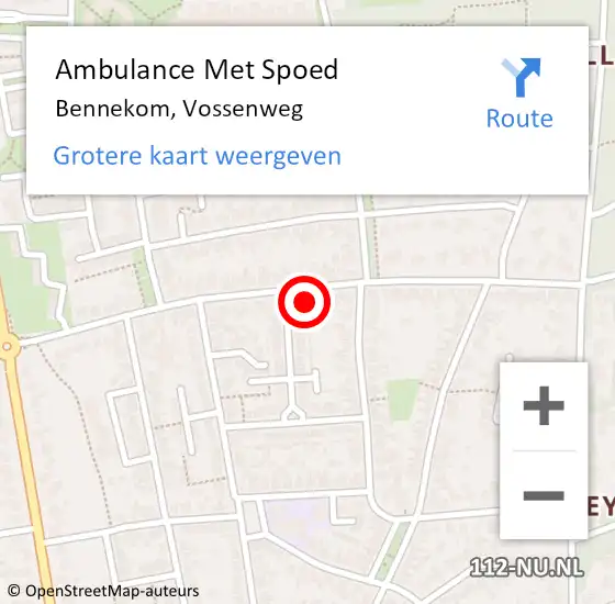 Locatie op kaart van de 112 melding: Ambulance Met Spoed Naar Bennekom, Vossenweg op 4 juni 2022 03:09