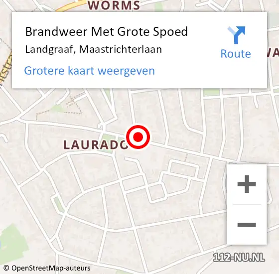 Locatie op kaart van de 112 melding: Brandweer Met Grote Spoed Naar Landgraaf, Maastrichterlaan op 4 juni 2022 03:30