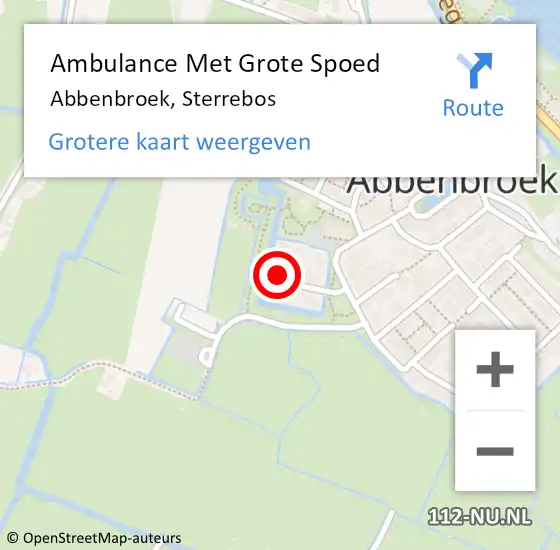 Locatie op kaart van de 112 melding: Ambulance Met Grote Spoed Naar Abbenbroek, Sterrebos op 4 juni 2022 03:40