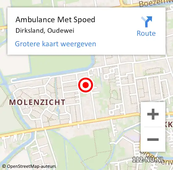 Locatie op kaart van de 112 melding: Ambulance Met Spoed Naar Dirksland, Oudewei op 4 juni 2022 03:41