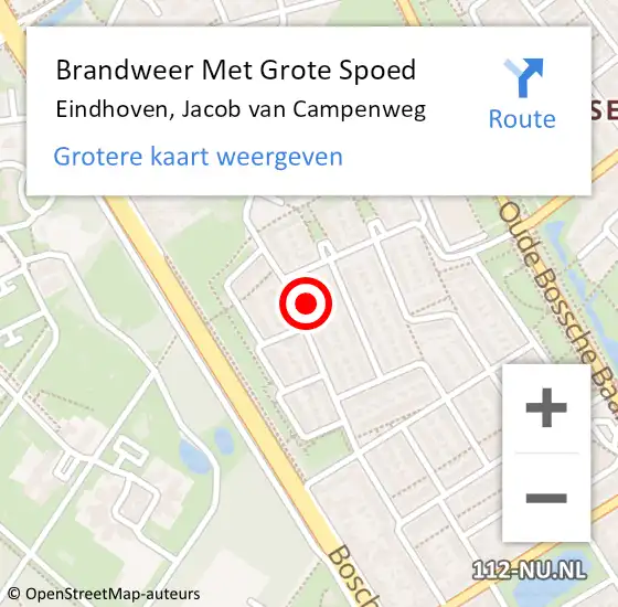 Locatie op kaart van de 112 melding: Brandweer Met Grote Spoed Naar Eindhoven, Jacob van Campenweg op 4 juni 2022 04:49