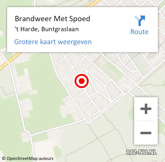 Locatie op kaart van de 112 melding: Brandweer Met Spoed Naar 't Harde, Buntgraslaan op 4 juni 2022 05:55