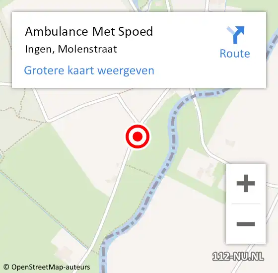 Locatie op kaart van de 112 melding: Ambulance Met Spoed Naar Ingen, Molenstraat op 4 juni 2022 06:42