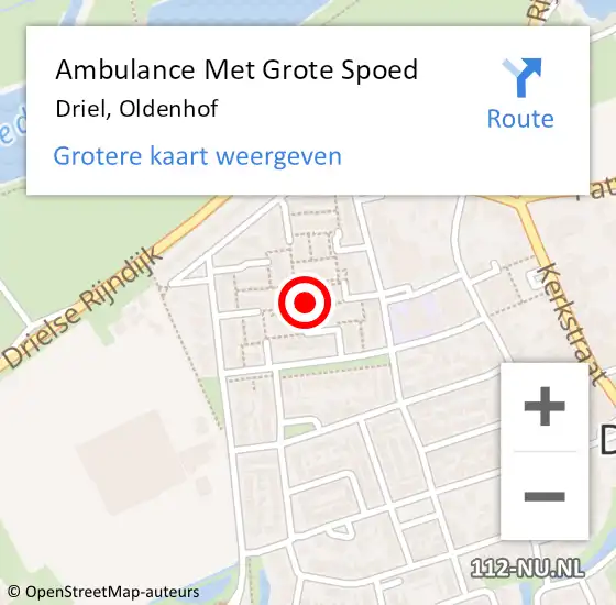 Locatie op kaart van de 112 melding: Ambulance Met Grote Spoed Naar Driel, Oldenhof op 4 juni 2022 07:59