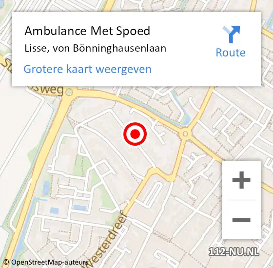 Locatie op kaart van de 112 melding: Ambulance Met Spoed Naar Lisse, von Bönninghausenlaan op 4 juni 2022 08:28