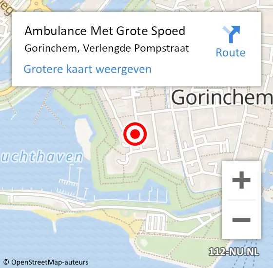 Locatie op kaart van de 112 melding: Ambulance Met Grote Spoed Naar Gorinchem, Verlengde Pompstraat op 4 juni 2022 08:48