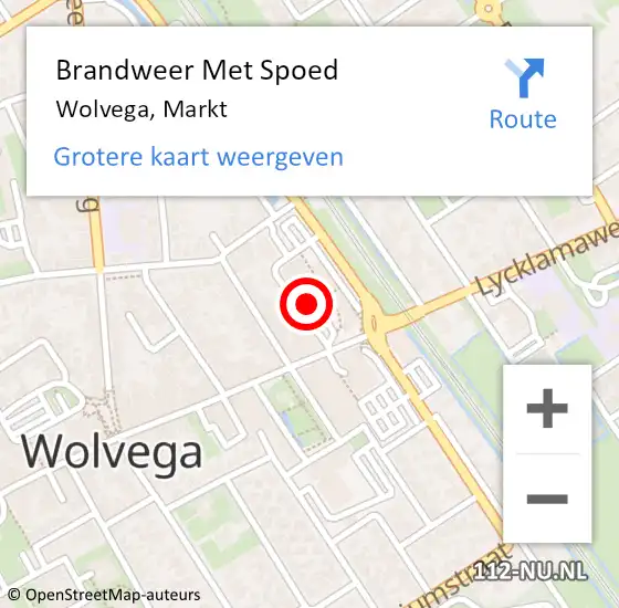 Locatie op kaart van de 112 melding: Brandweer Met Spoed Naar Wolvega, Markt op 4 juni 2022 08:56