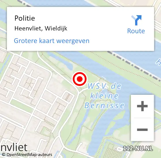 Locatie op kaart van de 112 melding: Politie Heenvliet, Wieldijk op 4 juni 2022 09:02