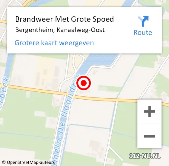 Locatie op kaart van de 112 melding: Brandweer Met Grote Spoed Naar Bergentheim, Kanaalweg-Oost op 4 juni 2022 09:14