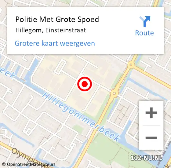 Locatie op kaart van de 112 melding: Politie Met Grote Spoed Naar Hillegom, Einsteinstraat op 4 juni 2022 09:47