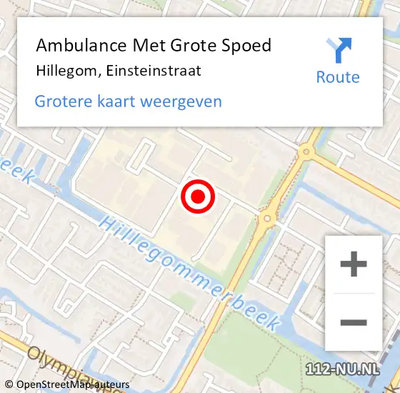 Locatie op kaart van de 112 melding: Ambulance Met Grote Spoed Naar Hillegom, Einsteinstraat op 4 juni 2022 09:48