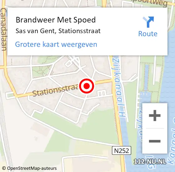 Locatie op kaart van de 112 melding: Brandweer Met Spoed Naar Sas van Gent, Stationsstraat op 4 juni 2022 09:53