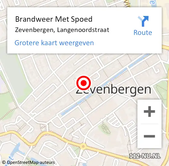 Locatie op kaart van de 112 melding: Brandweer Met Spoed Naar Zevenbergen, Langenoordstraat op 4 juni 2022 10:20