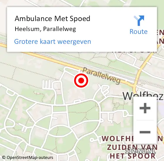 Locatie op kaart van de 112 melding: Ambulance Met Spoed Naar Heelsum, Parallelweg op 4 juni 2022 10:28