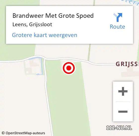 Locatie op kaart van de 112 melding: Brandweer Met Grote Spoed Naar Leens, Grijssloot op 4 juni 2022 10:35