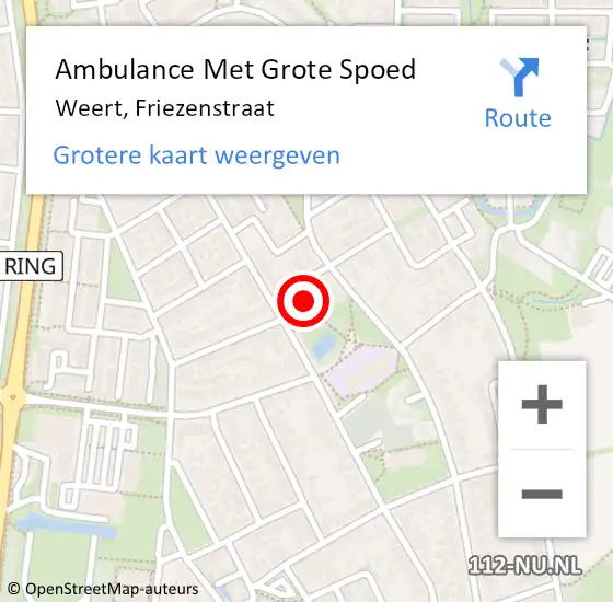 Locatie op kaart van de 112 melding: Ambulance Met Grote Spoed Naar Weert, Friezenstraat op 4 juni 2022 10:55