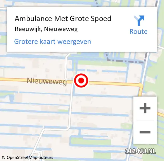 Locatie op kaart van de 112 melding: Ambulance Met Grote Spoed Naar Reeuwijk, Nieuweweg op 4 juni 2022 11:00