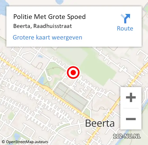 Locatie op kaart van de 112 melding: Politie Met Grote Spoed Naar Beerta, Raadhuisstraat op 4 juni 2022 11:04